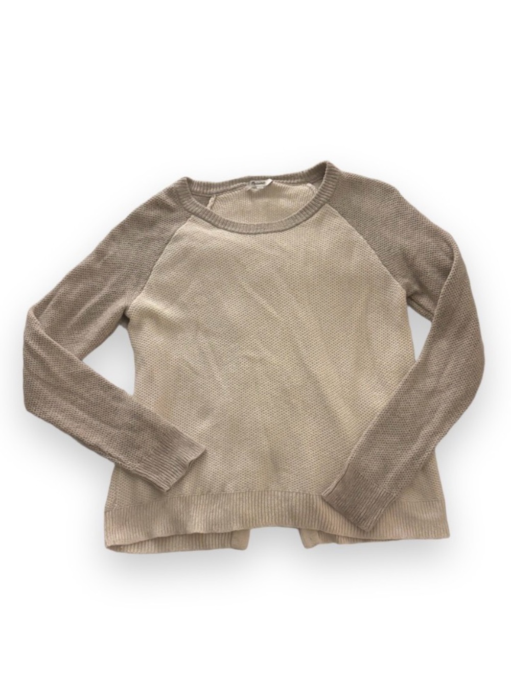Madewell Two-Tone Beige/Taupe Crewneck Sweater with Open/Cross Back